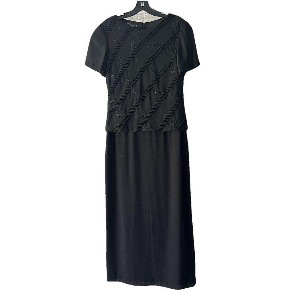 Cynthia Howie Maggy Boutique Vintage Black Embroidered Maxi Dress Size